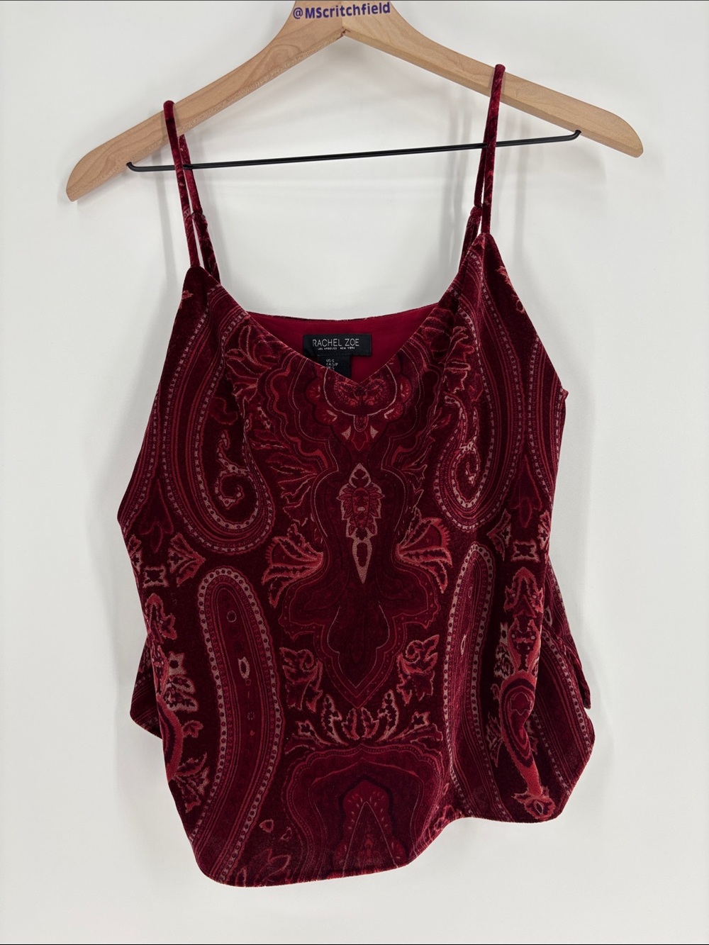 Rachel Zoe small red velour tapestry tank
